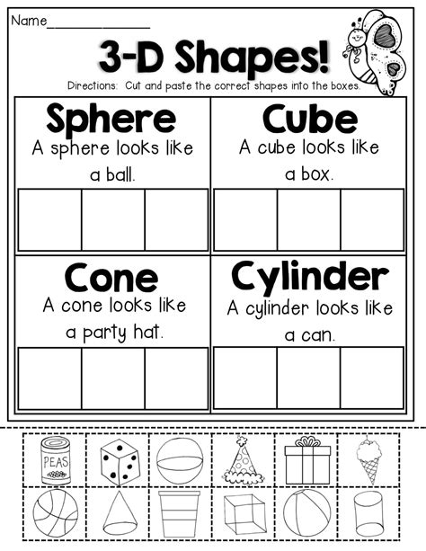 Printable 3d Shapes Worksheets Kindergarten Printable Jd