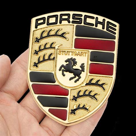 1 X Metal Golden Color Porsche Horse Logo Car Decoration Badge Decal