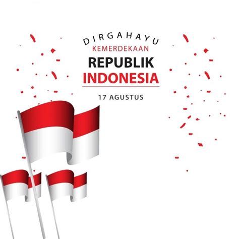 Three Flags With Confetti In The Background For Indonesias National