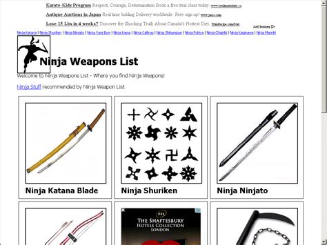 Ninja Weapons List A List Of Ninja Weapons Web Directory