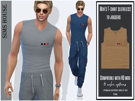 Mens T Shirt Sleeveless To Joggers By Sims House At Tsr Sims 4 Updates