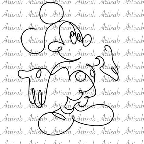 Mickey Line Art Png Etsy