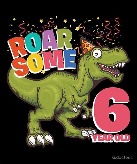 6th Birthday Boys Dinosaur Roarsome 6 Year Old Greeting Card By