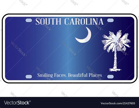 South Carolina Flag License Plate Royalty Free Vector Image
