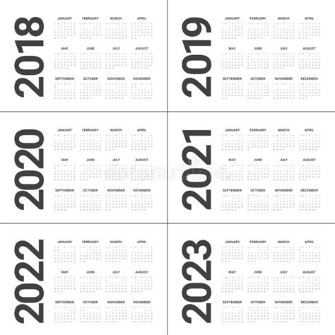 El Año 2018 2019 2020 2021 2022 2023 Hacen Calendarios Vector