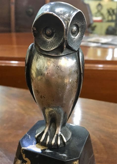 French Art Deco Bronze Owl Signed L Rigot C1930 663267