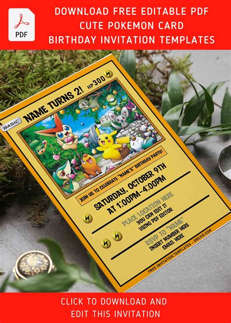 Free Editable Pdf Super Cute Pokemon Birthday Invitation Templates
