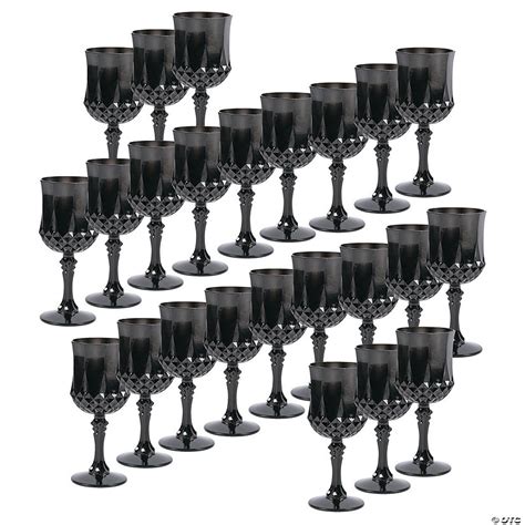 Bulk Black Patterned Plastic Wine Glasses 48 Ct Oriental Trading