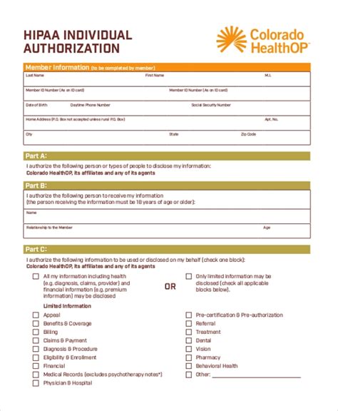 Free Printable Hipaa Authorization Form