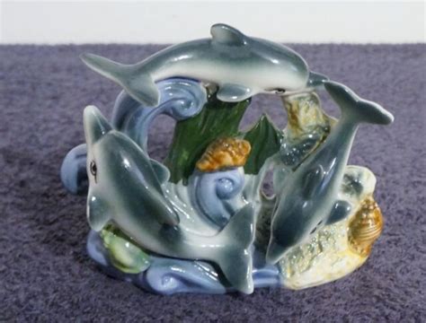 Ceramic Dolphin Trio Figurine Ebay
