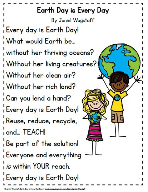 Earth Day Poem Earth Day Is Every Day In Color And Black And White K 3