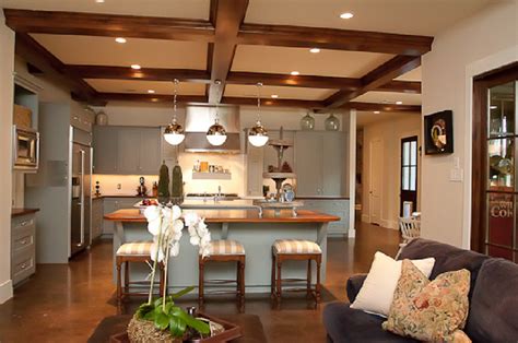 The word coffer literally means 'indentation.' essentially coffered ceilings have a decorative 3d grid embedded into them. Kitchen Coffered Ceiling - Transitional - kitchen - Cote ...
