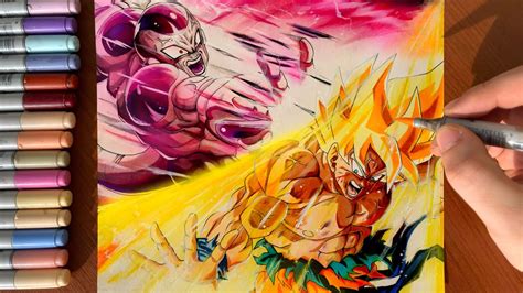 Legendary Ssj Goku Vs Frieza Split Drawing Youtube