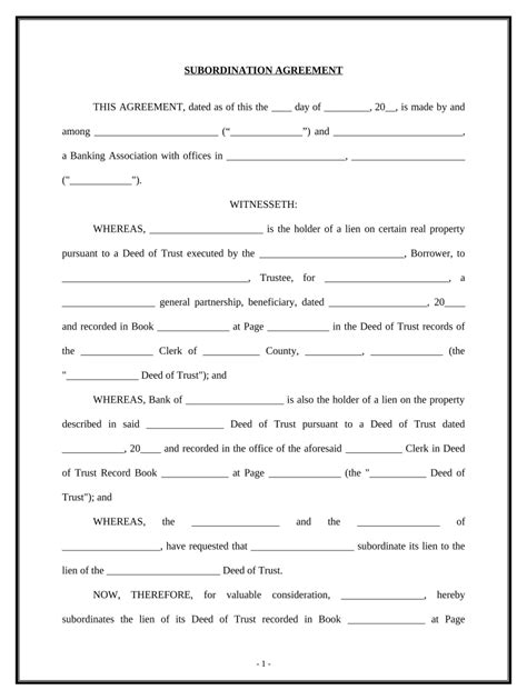Subordination Agreement Fill Out And Sign Online Dochub