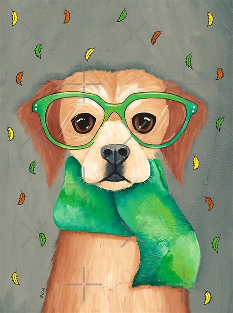 Dog In Scarf And Glasses By Ryan Conners Redbubble
