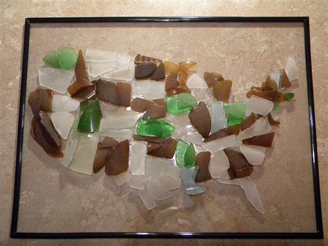 Sea Glass Map Sea Glass Crafts Sea Glass Mosaic Glass Crafts