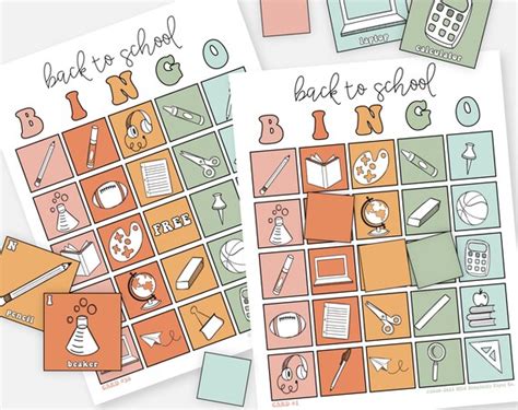 Back To School Bingo Printable Bingo Game Instant Download Etsy