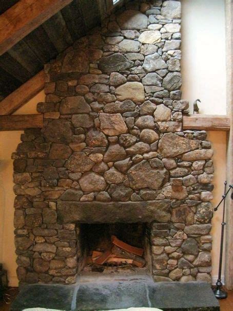 Fieldstone Fireplace With Granite Lintel And Hearth Fireplace Natural