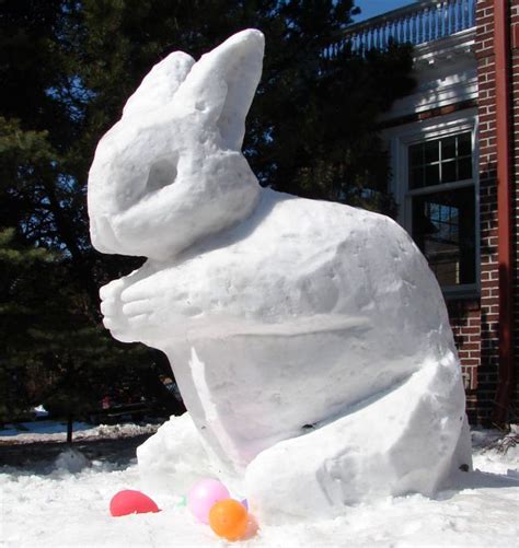 Mysnow06 07 Snow Sculptures Easter Bunny Snow Art