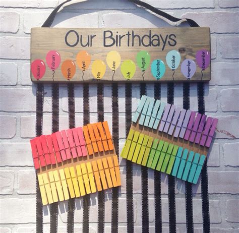 Birthday Chart Balloons Class Birthdays Classroom Decor Rainbow