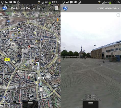 Google street view is a technology featured in google maps and google earth that provides interactive panoramas from positions along many streets in the world. Google Earth fÃ¼r Android mit Street View