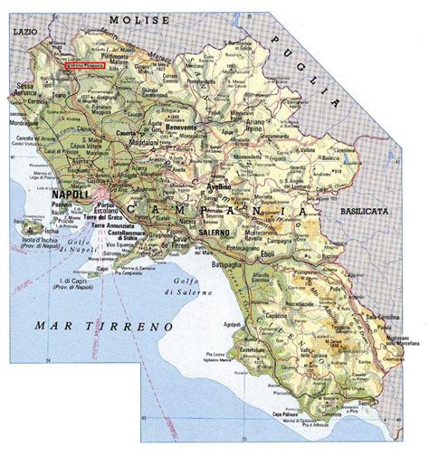 Campania Mappa Politica Fisico Cartina Fisico Carta Social
