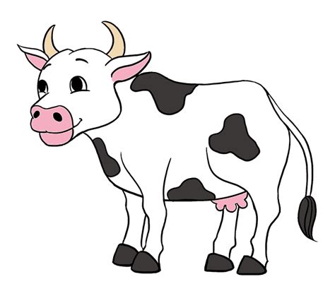 How To Draw A Cartoon Cow In A Few Easy Steps Easy Drawing Guides