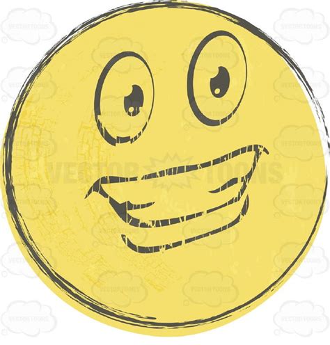 Handsome Smiling Faded Yellow Rough Sketched Smiley Face Emoticon With