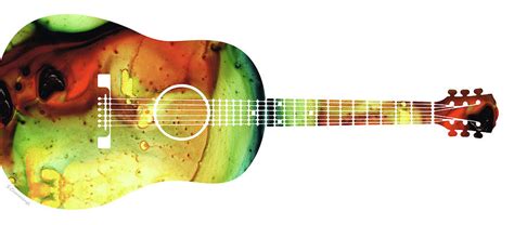 Acoustic Guitar Colorful Abstract Musical Instrument Painting By