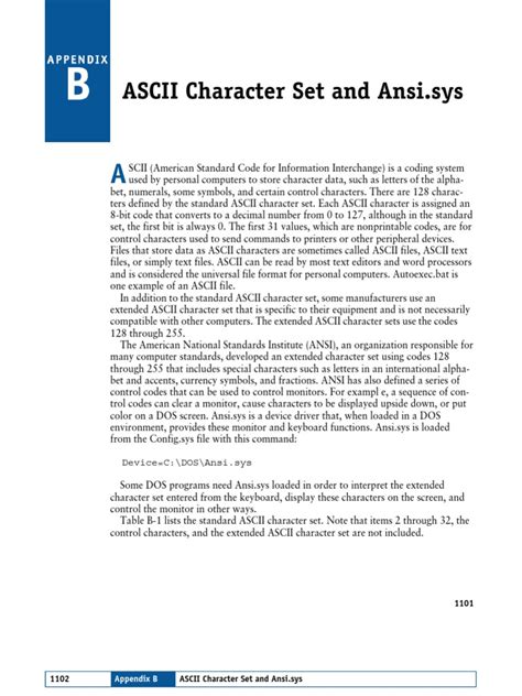 Ascii Character Set And Ansi Ascii Character Encoding