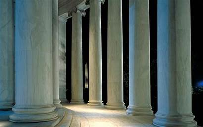 Pillars Concrete Column Lights Nighttime During Columns