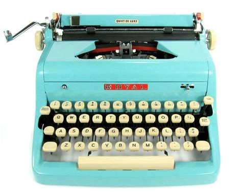 1956 Turquoise Royal Quiet Deluxe Typewriter With Original Case And