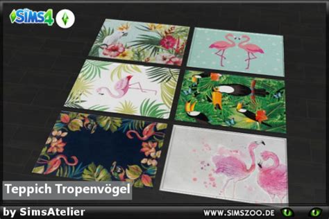 Blackys Sims 4 Zoo Carpet Tropical Birds By Simsatelier • Sims 4 Downloads