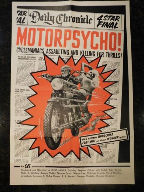 Motor Psycho Original 1965 Movie Poster 27 X 41 C85 Very Fine To