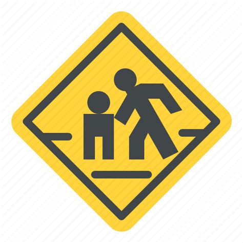 School Crossing Warning Road Sign Traffic Label Icon Download