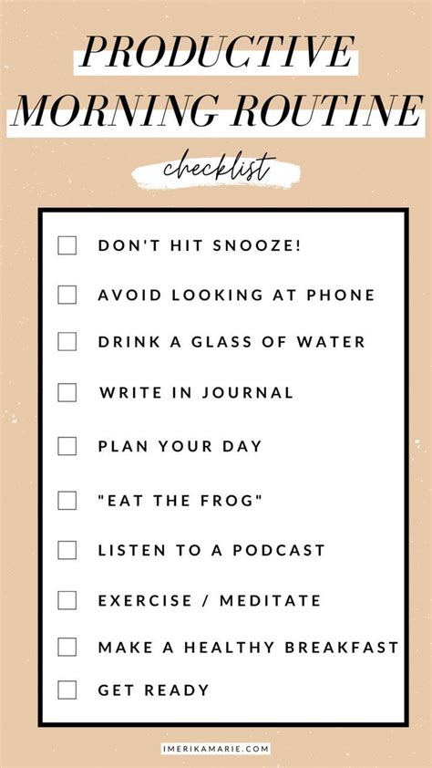 A Productive Morning Routine For Success Erika Marie Morning Routine Checklist Productive