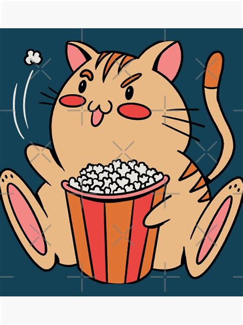 Fat Cat Eating Popcorn Fat Cat Popcorn Cult Lover Poster By
