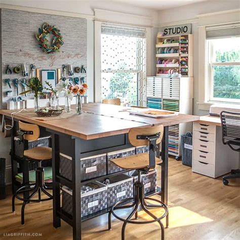 Or, place a simple color sticker on shelving bin fronts and sort materials by color. Easy Craft Room Storage Ideas