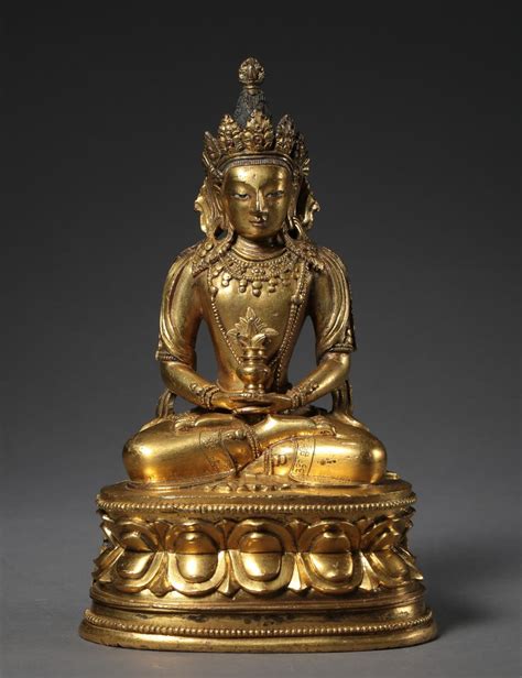 Gilt Bronze Amitabha Buddha Figure Of Qing Dynasty