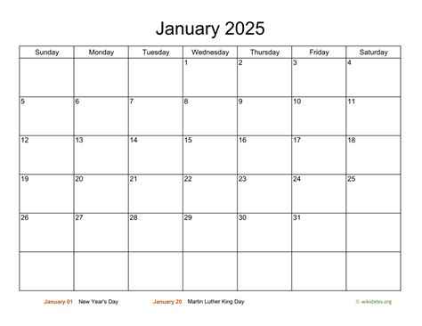 Monthly Basic Calendar For 2025