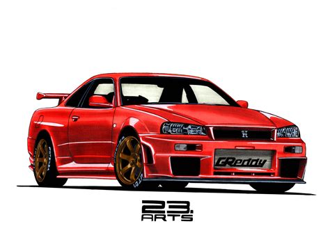 The body is completely stock Nissan Skyline R34 by bass-engineer on DeviantArt