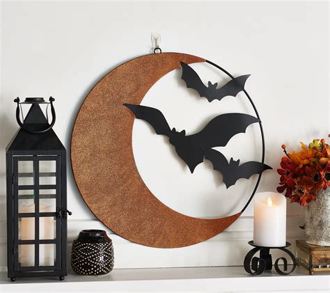 As Is Martha Stewart Metal Moon With Bats Wreath