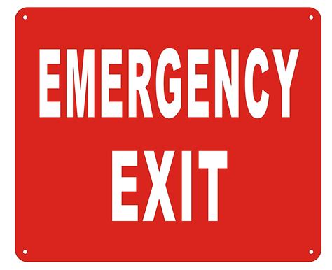 Emergency Exit Sign Reflective Aluminum 10x12