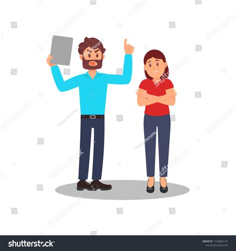 angry man shouting woman boss employee stock vector royalty free 1120856174 shutterstock