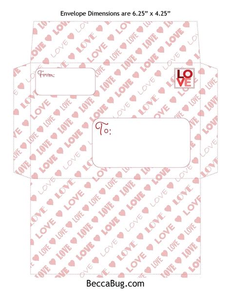 4 Valentine Envelope Design Patterns For 4x6 Photos Valentines