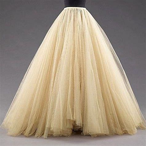 Super Puffy Tulle Long Skirts Womens Beige Tulle Tutu Skirt Fashion