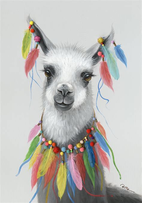 “feathered Llama” Oil Painting Magari Home