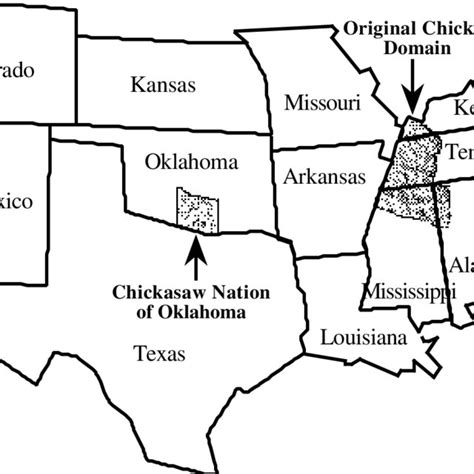 Map Indicating Location Of Current Chickasaw Nation And Location Of