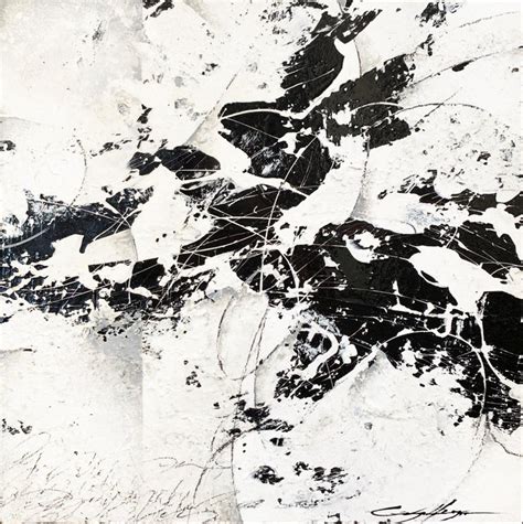 Cody Hooper Black And White Abstract Contemporary Expressive Original Painting On Wood Panel