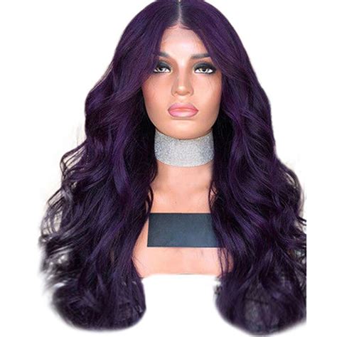 Buy Fashion Women Long Purple Hair Full Wig Natural Curly Wavy